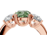 Rose gold Three-Stone Fancy Green Cushion Cut Cut Diamond Ring with Channel Set Band and Four-Prong Setting_29
