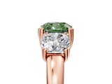 Rose gold Three-Stone Fancy Green Cushion Cut Cut Diamond Ring with Channel Set Band and Four-Prong Setting_30