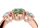 Rose gold Three-Stone Fancy Green Cushion Cut Cut Diamond Ring with Channel Set Band and Four-Prong Setting_4