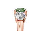 Rose gold Three-Stone Fancy Green Cushion Cut Cut Diamond Ring with Channel Set Band and Four-Prong Setting_5