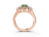 Rose gold Three-Stone Fancy Green Cushion Cut Cut Diamond Ring with Prong Setting and Classic Band_3