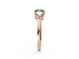 Rose gold Three-Stone Fancy Green Cushion Cut Cut Diamond Ring with Trillion Side Stones and Four-Prong Setting_5