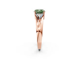 Rose gold Three-Stone Fancy Green Cushion Cut Cut Diamond Ring with Trillion Side Stones on a Split Shank Band_2