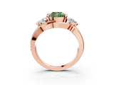 Rose gold Three-Stone Fancy Green Cushion Cut Cut Diamond Split Shank Prong Set Ring_3