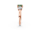 Rose gold Three-Stone Fancy Green Cushion Cut Cut Solitaire Ring with Classic Prong Setting_2