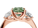 Rose gold Three-Stone Fancy Green Cushion Cut Cut Solitaire Ring with Classic Prong Setting_4