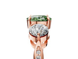 Rose gold Three-Stone Fancy Green Cushion Cut Diamond Channel Set Engagement Ring with Prong Setting_17