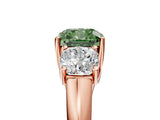 Rose gold Three-Stone Fancy Green Cushion Cut Diamond Engagement Ring with Prong Setting_8