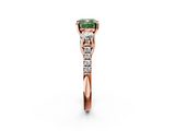 Rose gold Three-Stone Fancy Green Cushion  Cut Diamond Pavé Band with Four-Prong Setting_30