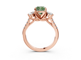 Rose gold Three-Stone Fancy Green Cushion  Cut Diamond Pavé Band with Four-Prong Setting_31