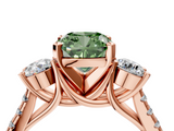 Rose gold Three-Stone Fancy Green Cushion  Cut Diamond Pavé Band with Four-Prong Setting_32