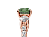 Rose gold Three-Stone Fancy Green Cushion  Cut Diamond Pavé Band with Four-Prong Setting_33