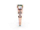 Rose gold Three-Stone Fancy Green Cushion  Cut Diamond Ring with Channel-Set Band and Four-Prong Setting_53