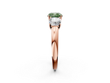 Rose gold Three-Stone Fancy Green Cushion  Cut Diamond Ring with Channel-Set Band and Four-Prong Setting_80