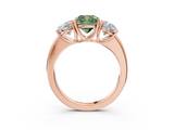 Rose gold Three-Stone Fancy Green Cushion  Cut Diamond Ring with Channel-Set Band and Four-Prong Setting_81