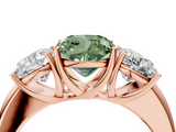 Rose gold Three-Stone Fancy Green Cushion  Cut Diamond Ring with Channel-Set Band and Four-Prong Setting_82