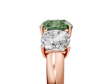 Rose gold Three-Stone Fancy Green Cushion  Cut Diamond Ring with Channel-Set Band and Four-Prong Setting_83