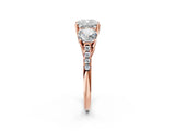 Rose gold Three-Stone Fancy Green Cushion Cut Diamond Ring with Pavé Band and Prong Setting_63