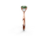 Rose gold Three-Stone Fancy Green Cushion  Cut Diamond Ring with Pear Side Stones in Four-Prong Setting_111