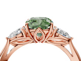 Rose gold Three-Stone Fancy Green Cushion Cut Diamond Ring with Pear  Side Stones in Four-Prong Setting_16