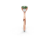 Rose gold Three-Stone Fancy Green Cushion Cut Diamond Ring with Pear  Side Stones in Four-Prong Setting_50