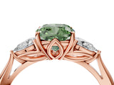 Rose gold Three-Stone Fancy Green Cushion Cut Diamond Ring with Pear  Side Stones in Four-Prong Setting_52
