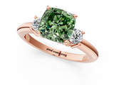 Rose gold Three-Stone Fancy Green Cushion  Cut Diamond Solitaire with Prong Setting and Classic Band_47