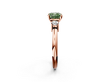 Rose gold Three-Stone Fancy Green Cushion  Cut Diamond Solitaire with Prong Setting and Classic Band_48