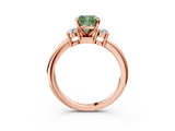 Rose gold Three-Stone Fancy Green Cushion  Cut Diamond Solitaire with Prong Setting and Classic Band_49