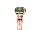 Rose gold Three-Stone Fancy Green Cushion  Cut Diamond Solitaire with Prong Setting and Classic Band_51