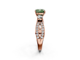 Rose gold Three-Stone Fancy Green Cushion  Cut Diamond Twist Band with Prong Setting_54