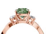 Rose gold Three-Stone Fancy Green Cushion  Cut Diamond Twist Band with Prong Setting_56