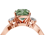 Rose gold Three-Stone Fancy Green Cushion  Cut Diamond Twist Band with Prong Setting_57