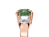 Rose gold Three-Stone Fancy Green Cushion  Cut Solitaire Ring with Prong Setting_8