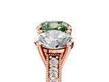 Rose gold Three-Stone Fancy Green Cushion  Diamond Milgrain Pave Band with Prong Setting 5