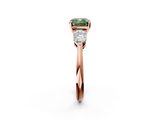 Rose gold Three-Stone Fancy Green Cushion  Diamond Ring with Pear Side Stones in Four-Prong Setting_47