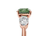 Rose gold Three-Stone Fancy Green Cushion  Diamond Ring with Pear Side Stones in Four-Prong Setting_50