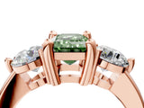 Rose gold Three-Stone Fancy Green Emerald  Brilliant Cut Solitaire Ring with Prong Setting on a Classic Band 5
