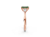 Rose gold Three-Stone Fancy Green Emerald Cut Brilliant Diamond Solitaire Ring with Tapered Band and Four-Prong Setting_5