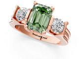 Rose gold Three-Stone Fancy Green Emerald Cut Cut Classic Band Prong Setting Ring_1