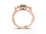 Rose gold Three-Stone Fancy Green Emerald Cut Cut Classic Band Prong Setting Ring_3