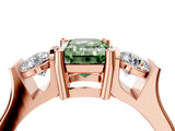Rose gold Three-Stone Fancy Green Emerald Cut Cut Classic Band Prong Setting Ring_4