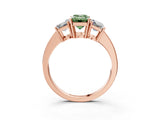 Rose gold Three-Stone Fancy Green Emerald Cut Cut Diamond Engagement Ring with Flat Band and Four-Prong Setting_15