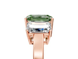 Rose gold Three-Stone Fancy Green Emerald Cut Cut Diamond Engagement Ring with Flat Band and Four-Prong Setting_17