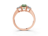 Rose gold Three-Stone Fancy Green Emerald Cut Cut Diamond Engagement Ring with Flat Band and Four-Prong Setting_3