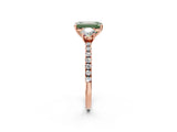 Rose gold Three-Stone Fancy Green Emerald Cut Cut Diamond Pavé Band with Prong Setting_17