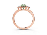Rose gold Three-Stone Fancy Green Emerald Cut Cut Diamond Pavé Band with Prong Setting_18