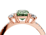 Rose gold Three-Stone Fancy Green Emerald Cut Cut Diamond Pavé Band with Prong Setting_19
