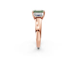 Rose gold Three-Stone Fancy Green Emerald Cut Cut Diamond Ring with Channel Set Band and Four-Prong Setting_2