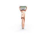 Rose gold Three-Stone Fancy Green Emerald Cut Cut Diamond Ring with Channel Set Band and Four-Prong Setting_26